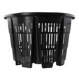 25 gallon black plastic rediroot grow pot with perforated design on a white background