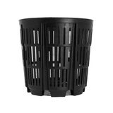 RediRoot Black plastic plant pot with a grid-like aeration design on a white background